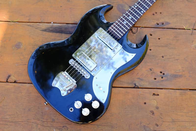 Vintage Fujigen SG Copy NEW FRETS! (Encore) ca 1966 - Black MIJ W/Hagstrom image 1