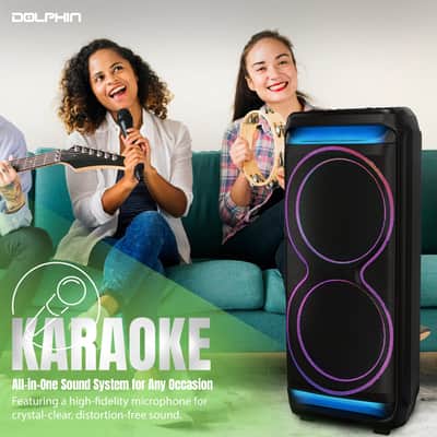 Powerful Dual 15” Bluetooth Party Speaker – 100W RMS, Deep Bass, DJ Ready, LED Lights, Wireless Mic, WaveSync, Trolley Style image 6