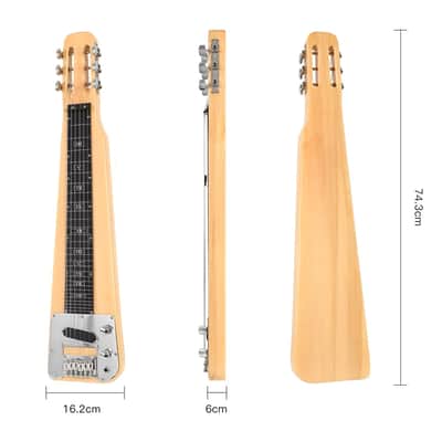 Natural Electric Lap Steel Guitar – 6-String Slide Guitar with Single-Coil Pickup, Tone Bar & Gig Bag image 2