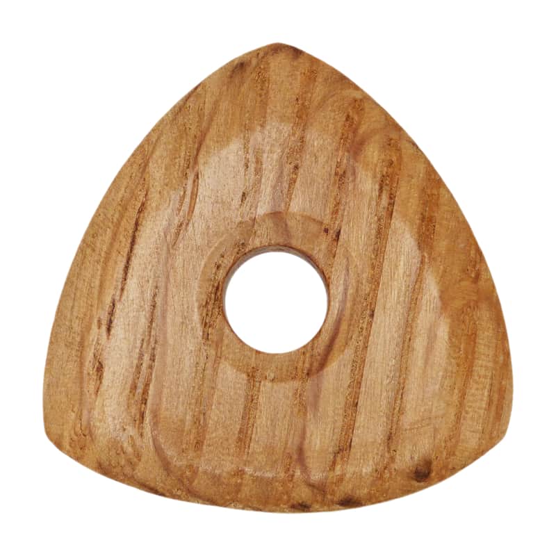 Oak Wood Guitar Or Bass Pick - 4.0 mm Ultra Heavy Gauge - 346 Contoured Triangle With Grip Hole Shape - Natural Finish Handmade Specialty Exotic Plectrum - 3 Pack image 1