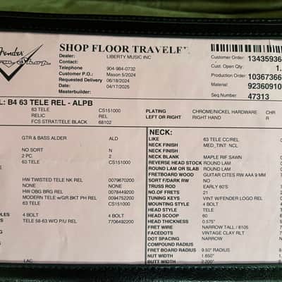Fender '63 Custom Shop Telecaster Relic 2025 - LPB image 6