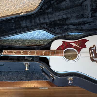 2020 - 2025 Epiphone Dove Pro Alpine White A/E with Road Runner Hard Shell Case image 1