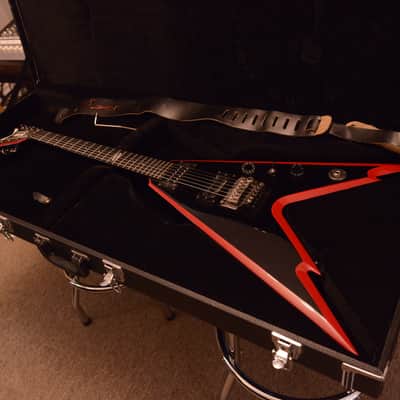 Dean Dimebag Darrell Razorback Flying V Pantera Signature Dime Guitar Black Red Bevels + Hard Case image 1