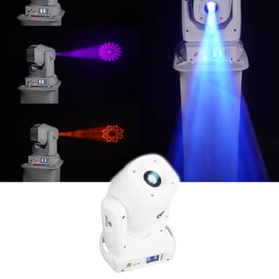 (2) Rockville ROCK SPOT 260W WHITE DJ Moving Head Lights+White Totem/TV Stands image 2