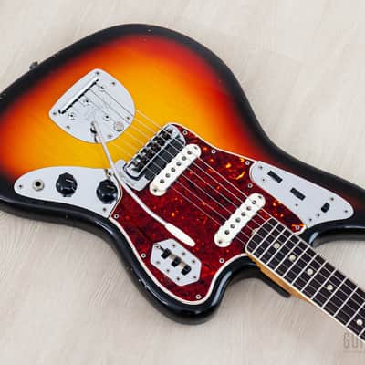 1966 Fender Jaguar Vintage Offset Guitar Sunburst w/ Big Neck, Case image 8