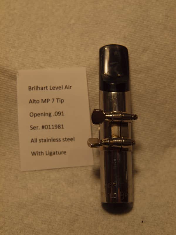 Arnold Brilhart Level Air Alto Saxophone Mouthpiece #7 tip opening at .091 Stainless Steel image 1