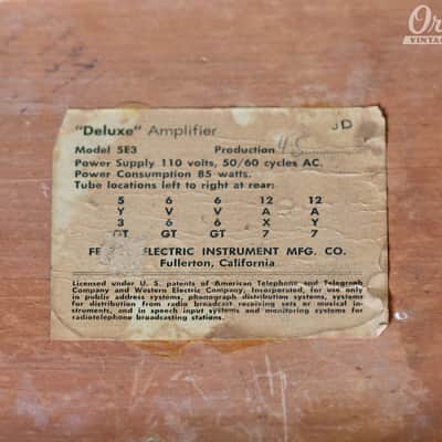 Tweed 1960 Fender Deluxe 5E3 Narrow Panel Amplifier with cover & original transformers image 3
