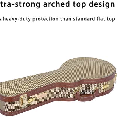 Crossrock Deluxe Wood Hard F-style Mandolin Hard Case with Fabric Shell, Vintage Canvas Look, Tweed image 3