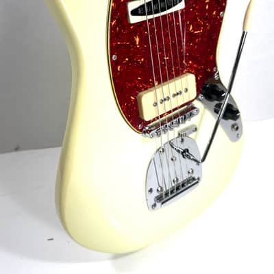 Awesomesauceguitars short scale mustang with 7 strings and a vintage Teisco pickup The Janglecaster 2026 - Olympic white image 10