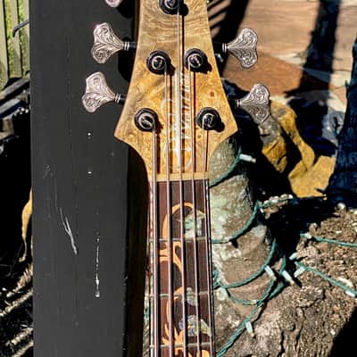Warrior Isabella 5 string 20th Anniversary Bass 2015 - Very Special Ordered Buckeye Burl & Spalted Maple many factory photos of the build. image 5