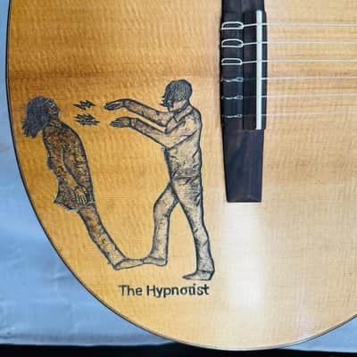 Classical Nylon String Guitar Handmade by Blueberry, 6 String Hypnosis Motif Guitar,Custom Handcrafted Wooden Guitar, Nylon String image 2