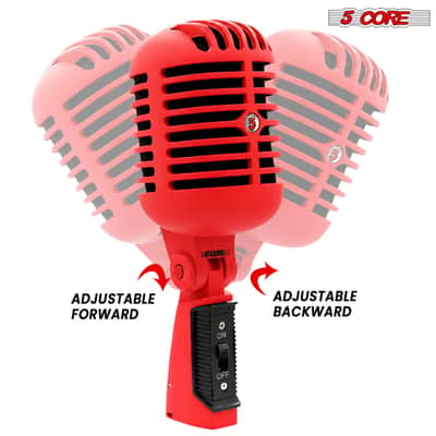 5Core Vintage Microphone Classic Dynamic Professional XLR Studio Retro Style Mic RED image 11