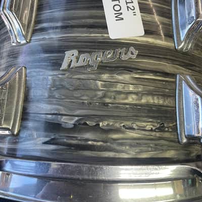 Vintage 1968 Rogers Londoner 4 Piece Drum Shell Pack - 12/13/16/20 - Black Strata Pearl image 13