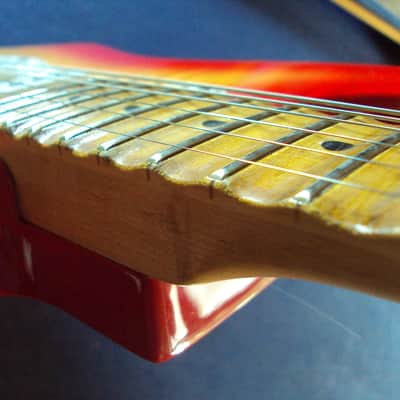 Scalloped Harley Benton ST redburst used HSS playing ala Yngwie,Ritchie&Co! image 12