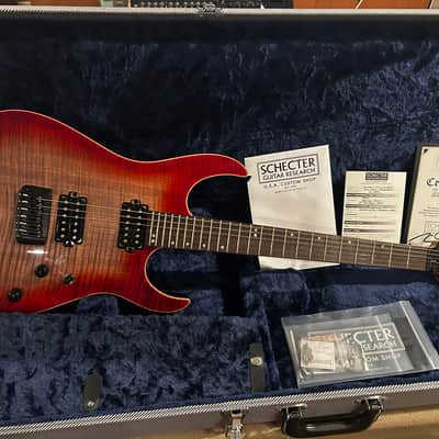 Schecter Sunset 24 Hardtail USA Custom Shop 2021 - Red Stain/Black Burst - w/ COA & Case - NEW image 4