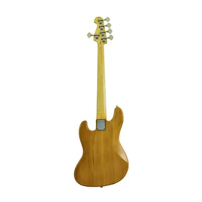 CNZ Audio JB Five String Electric Bass Guitar - Vintage Natural Finish, Solid Alder Body image 2