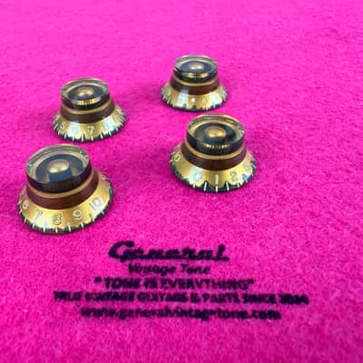General Vintage Tone Aged  Gold   "CAB" Butyrate Gold flakes  Tophats knobs  for Les Paul ®️ 1956 - 1960 image 5