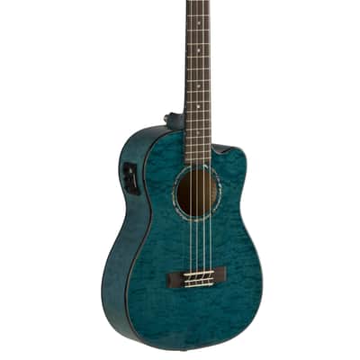 Lanikai Quilted Maple Blue Stain Baritone A/E Ukulele with Foam Case (QM-BLCEB) image 3