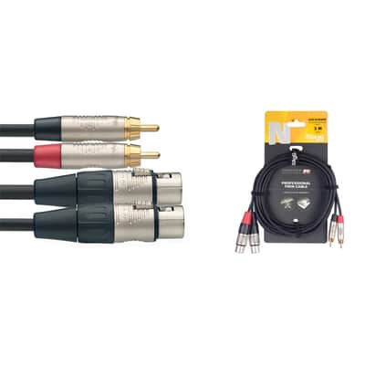 Stagg NTC3CMXFR 3m/10ft Twin Male RCA Phono to Female XLR Cable image 2