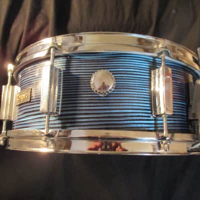 Tempro Vintage 14 x 5 Snare Drum, 1960s Japan Made, Blue Strata, Exceptional Original! image 2