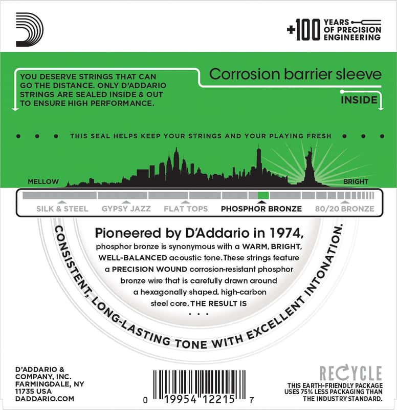 D'Addario EJ18 Phosphor Bronze Acoustic Guitar Strings, Heavy Gauge Standard image 3