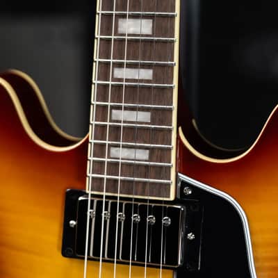 Epiphone ES-335 Figured Semi-Hollow Electric Guitar - Raspberry Tea Burst image 8