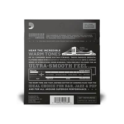 D'Addario ECB82 Chrome Flat Wound Electric Bass Strings Medium Gauge 50 70 85 105 image 2