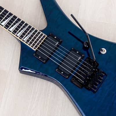 2001 Jackson Stars Japan Pride Kelly J.P. KE/E-230 Trans Blue Quilt Top w/ EMG, Floyd Rose, Case & Tags image 7