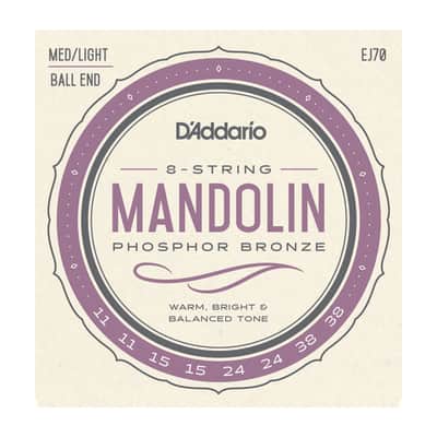 D'Addario EJ70 Mandolin Strings Phosphor Bronze Wound 8 strings 11-38 ball end image 1