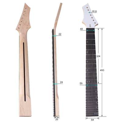 Canadian Maple 7-String Guitar Neck, 24 Fret, In-Line Headstock image 9