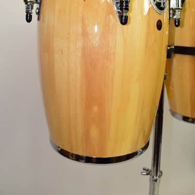 LP Junior Wood Congas with Chrome Hardware and Stand, Natural image 5
