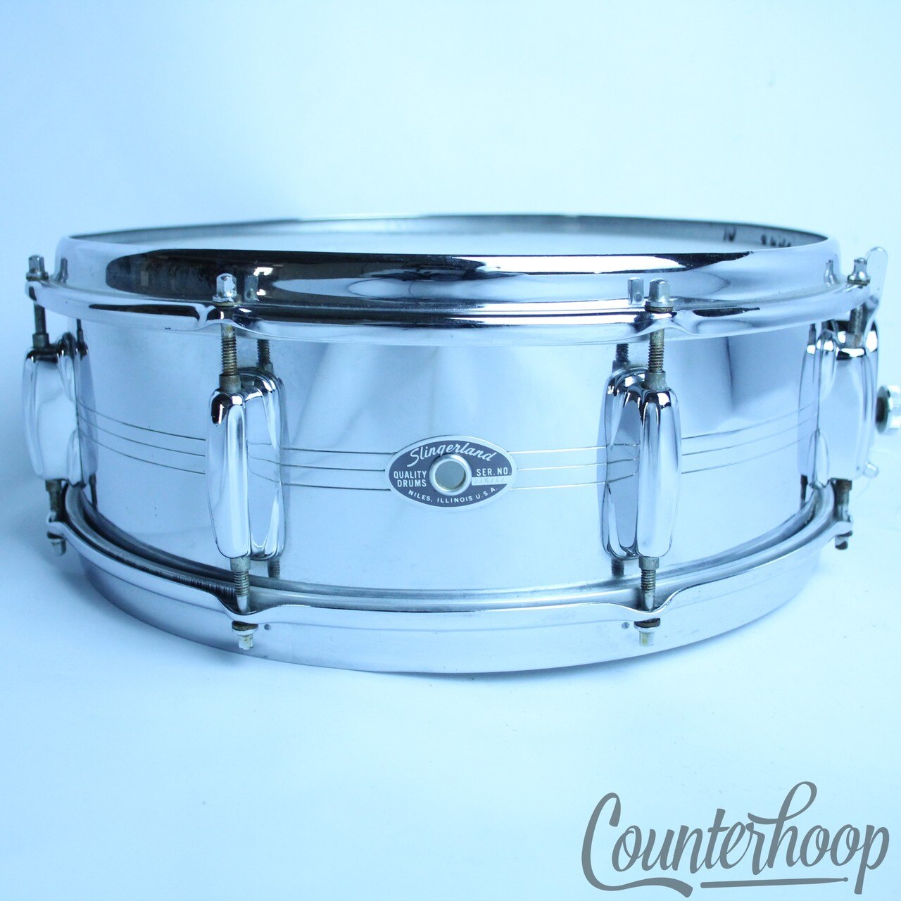 Slingerland 14x5"Brass Gene Krupa COB Snare Drum 8Lug Vintage 70s No.130 USA* — main photograph