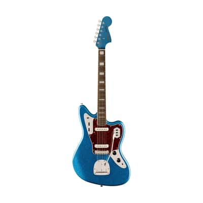 Squier FSR Classic Vibe 70s Jaguar Electric Guitar, Laurel FB, Blue Sparkle image 1
