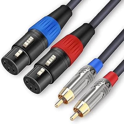 Dual XLR to RCA Cable, Dual XLR Female to Dual RCA Male Cable, 2 XLR Female to 2 RCA Male HiFi Audio Cable, 4N OFC Wire, for Amplifier Mixer Microphone, 6.6 Feet image 1