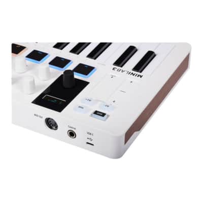 Arturia MiniLab 3 Mini Hybrid Keyboard Controller with Pad Controller / Creative Software, Mini Display / Clickable Browsing Knob / Built-In Arp / Hold and Chord Modes (White) image 8