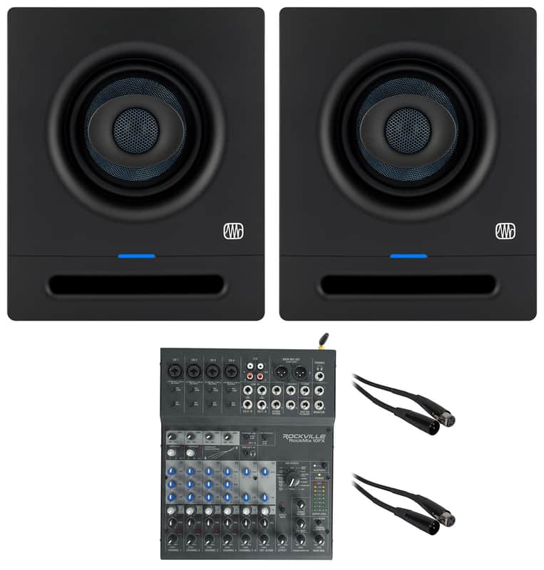Pair Presonus Eris Pro 4 Powered 4" 2-Way Powered Studio Monitor Speakers+Mixer image 1