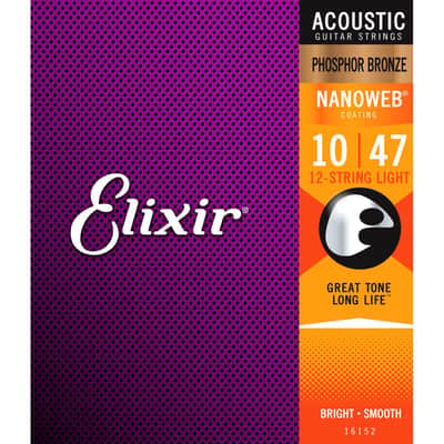 Elixir Nanoweb Phosphor Bronze Acoustic Strings 10-47 (12 String) image 1