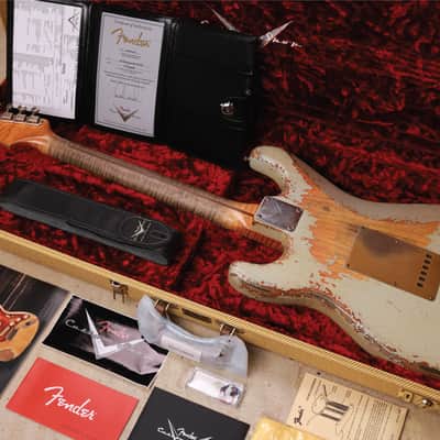 Fender Custom Shop Masterbuilt 1958 Stratocaster Heavy Relic 2020 - Heavily Aged Pale Sonic Blue Over Choc Faded 3-Tone Sunburst (Heavy Relic) image 3