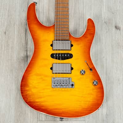 Suhr Custom Modern HSH Guitar, 5A Roasted Birdseye Maple Fretboard, Curly Maple Top, Suhr Burst image 2