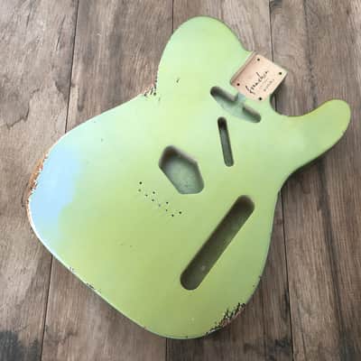 FRANCHIN Mars guitar body Relic Aged Lake Placid Blue Metallic turned green 100% Nitro Lacquer Cracks SS Basswood Telecaster-Tele-T-Style Made in Italy - Stock piece #22350826 image 3