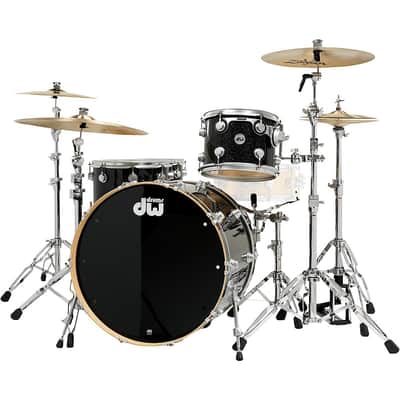 DW SSC Collector's Series 4-Piece FinishPly Shell Pack With 24" Bass Drum With Satin Chrome Hardware Regular Black Ice image 3