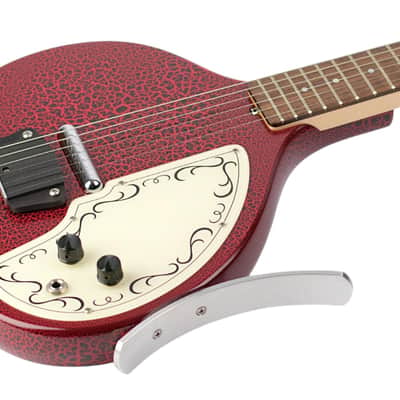 Used Jerry Jones Baby Sitar Red and Black Crackle w/Lipstick Pickup & Buzzmaster Bridge #NSN image 2