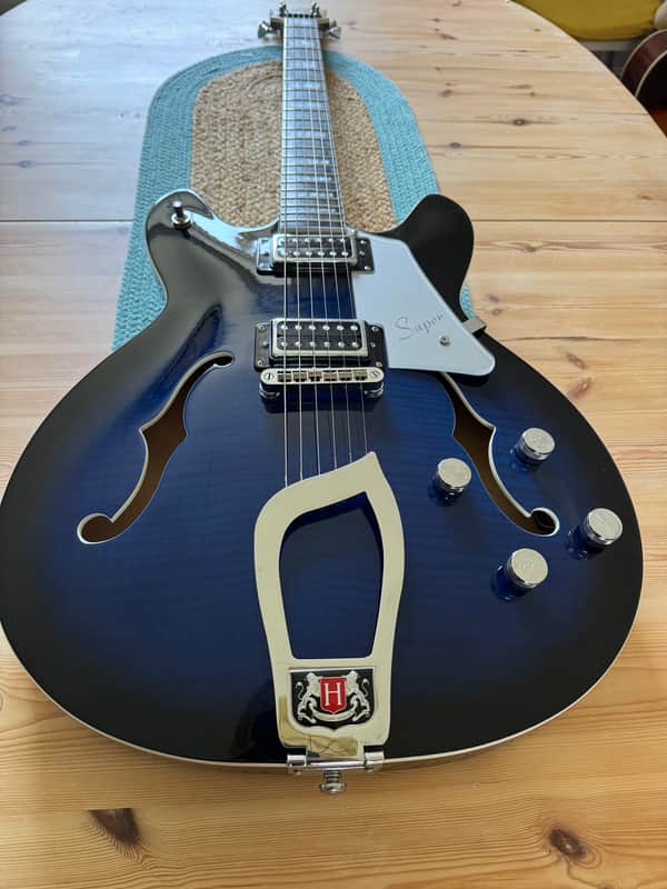 Hagstrom Super Viking – Semi Hollow, Dark Baltic Sea Blue – Excellent Condition image 1