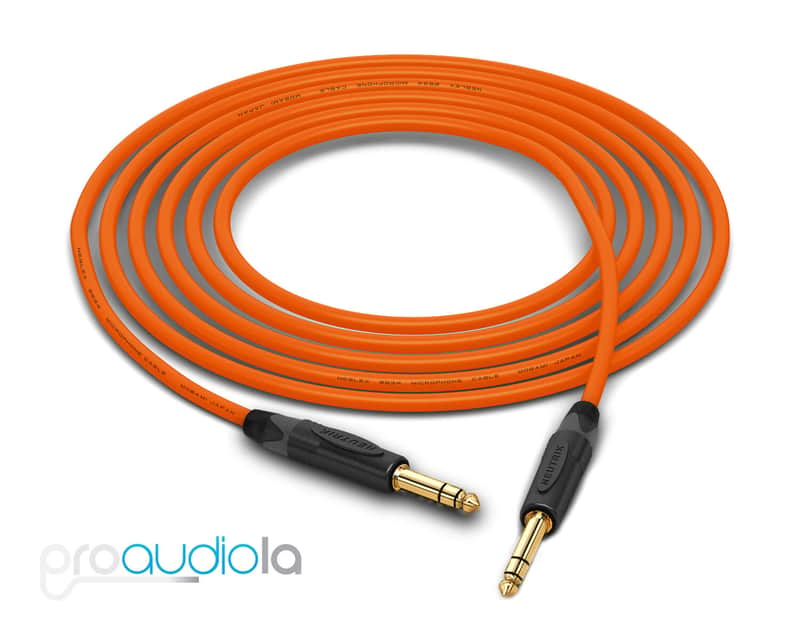 Mogami 2534 Quad Cable | Neutrik Gold 1/4" TRS to 1/4" TRS | Orange 75 Feet | 75 Ft. | 75' image 1