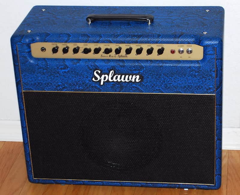 Splawn Street Rod 40 W Combo Amplifier Celestion Creamback Upgrade Blue Python Tolex, Black Grille Cloth, Knobs, Gold Control Panel & Piping New! image 1