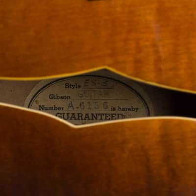 Gibson ES-5 Arch Top Hollow Body Electric Guitar (1951), ser. #A-6156, original brown hard shell case. image 13