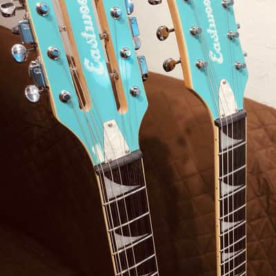 Eastwood SURFCASTER 12/6 Bound Tone-Chambered Mahogany Body Double Neck Electric Guitar w/Hard Case image 22