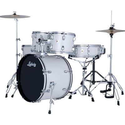 Ludwig Accent Fuse 5PC Drum Set W/Hardware & Wuhan Cymbals, 20" Bass Drum, Snow Dust image 2