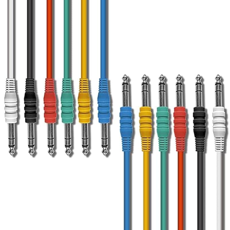 1/4 TRS to 1/4 TRS Multi-Color Balanced Stereo Patch Cables | 6.35mm TRS to 6.35mm TRS Audio Cords | Outboard Gear & Patch Cables (6 Pack -1ft) image 1
