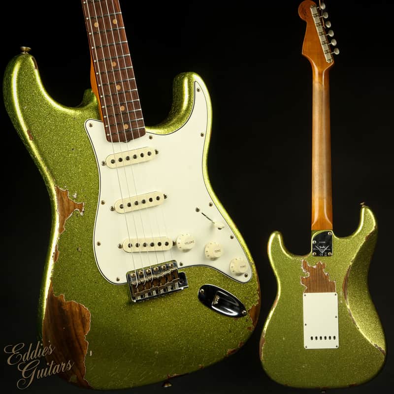 2023 - Fender Custom Shop Eddie's Guitars Exclusive Dealer Select Roasted 1963 Stratocaster Heavy Relic - Chartreuse Sparkle #XN15600 image 1